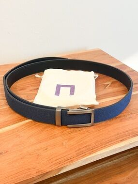 New Men’s Anson Belt & Buckle, 1.5" Blue Canvas, Size 55in